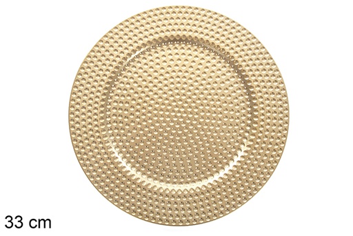 [122815] Golden charger plate decorated with pearls 33 cm  