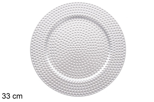 [122816] Silver charger plate decorated with pearls 33 cm  