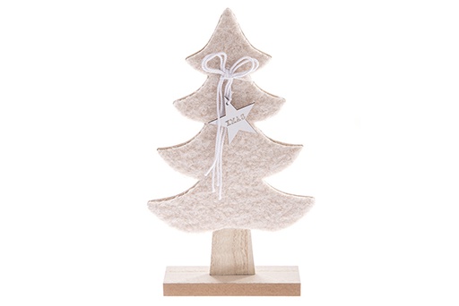 [122832] Figura árbol madera Navidad con fieltro blanco 30 cm
