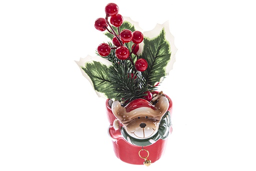 [122842] Maceta bayas con figura papa noel navidad roja 18cm (copia)