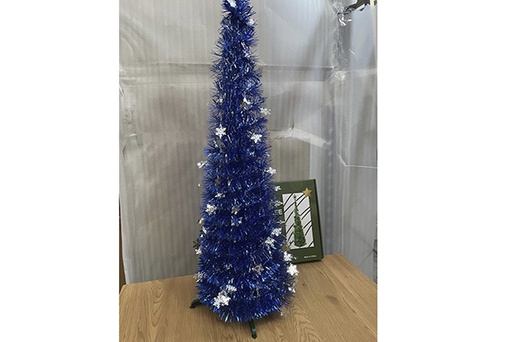 [122880] Arbol plegable base azul decorado copos plata 90cm