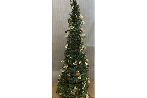 [122900] Arbol plegable base verde decorado con Papas Noel blanco 90cm (copia)