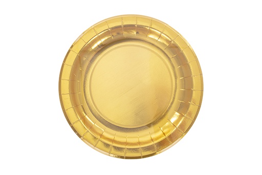 [123000] Pack 6 platos papel color oro Navidad 20 cm