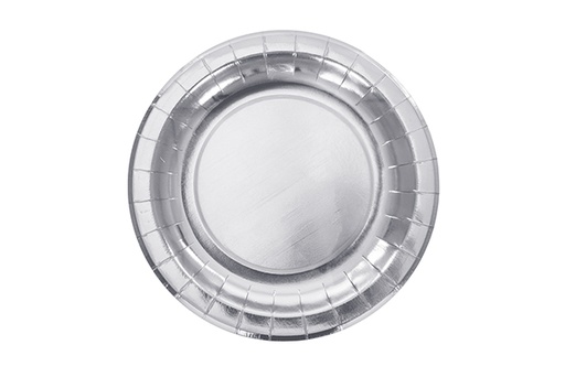 [123001] Pack 6 platos papel color plata Navidad 20 cm