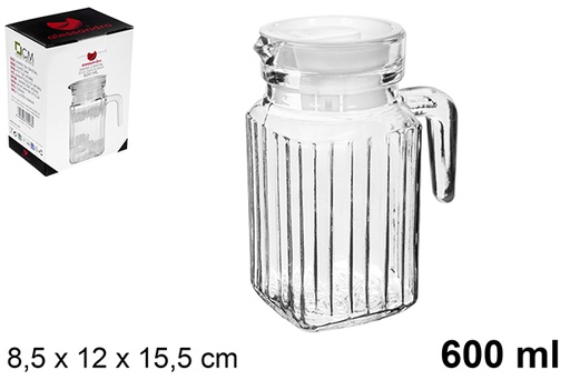 [123024] Jarro de água de vidro com tampa branca 600 ml