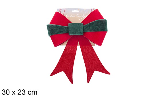 [123032] Christmas bow red/green fabric 30x23cm