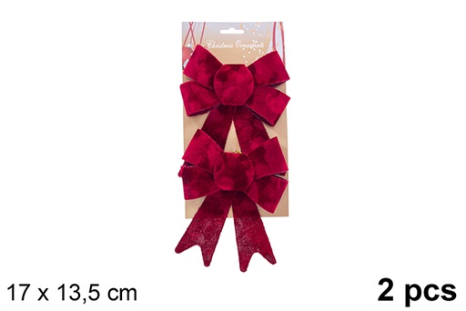 [123037] Pack 2 fiocchi natalizi in tessuto bordeaux 17x13,5 cm