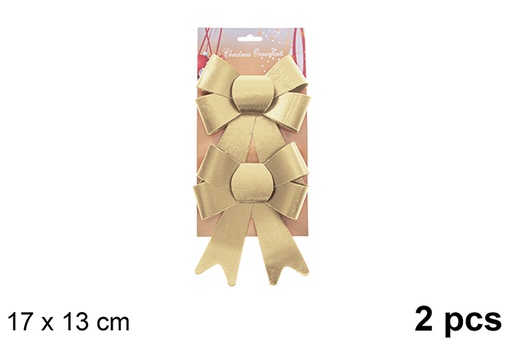 [123041] Pack 2 nœuds de Noël dorés de luxe 17x13cm