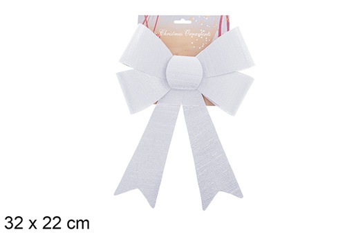 [123045] Christmas silver glitter bow 32x22cm