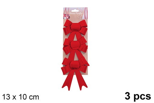 [123055] Pack 3 fiocchi natalizi di lusso in argento 13x10cm