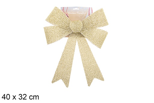 [123093] Shiny gold Christmas bow 40x32cm