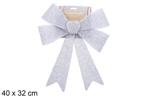 [123094] Noeud de Noël argent brillant 40x32cm