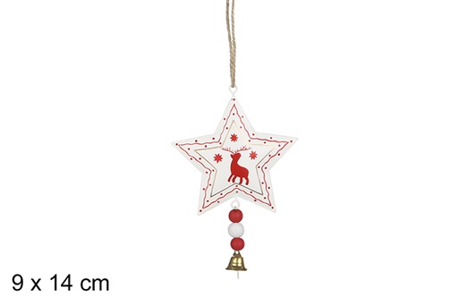 [100153] Pendentif cloche de Noël en métal renne