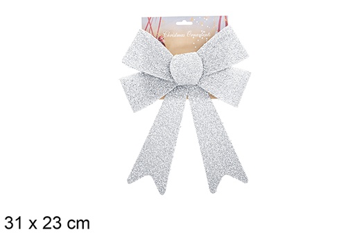 [123100] Noeud de Noël argent brillant 31x23cm