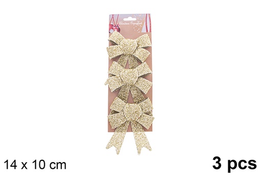 [123117] Pack 3 lazos navidad oro brillante 14x10cm