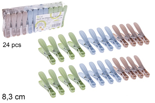 [123136] Pack 24 pinças de plástico coloridas 8.3 cm
