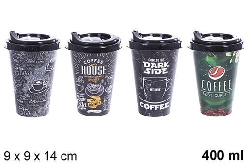[123153] Plastic coffee cup with lid 400 ml