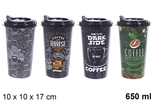 [123154] Plastic coffee cup with lid 650ml