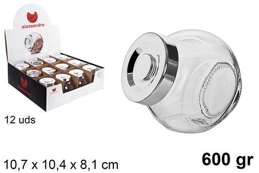 [123155] Barattolo di vetro con coperchio argento 600 grammi