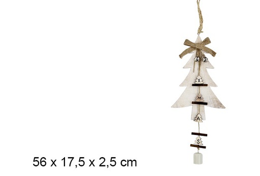 [100159] Ciondolo per albero di Natale in legno con fiocco