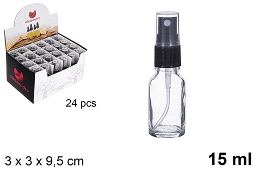 [123168] Aceitera cristal redonda con tapón pulverizador 15 ml