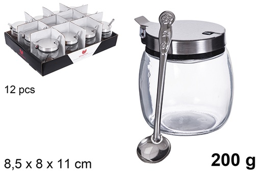 [123172] Açucareiro de vidro e aço 220 gramas