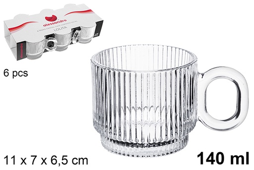 [123180] Pack 6 Lolita cut coffee glass cups 140 ml