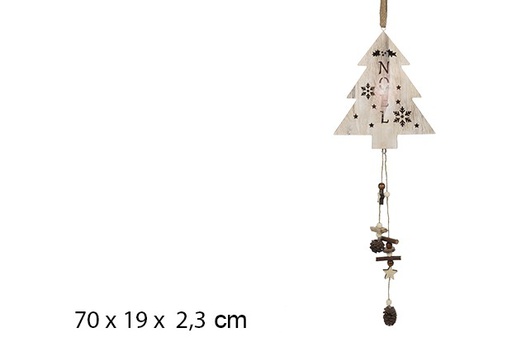 [100164] Wooden Christmas tree pendant with light