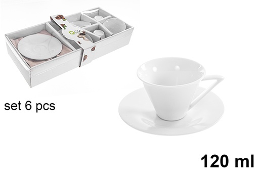 [123225] Lot de 6 tasses à café avec soucoupes, 120 ml