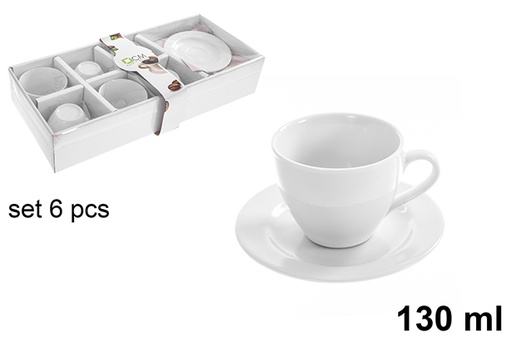 [123226] Set di 6 tazze da caffè con piattini, 130 ml