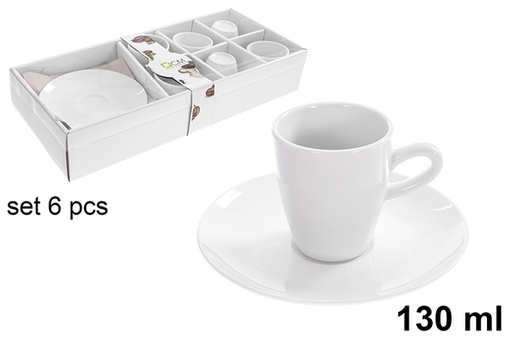 [123227] Set di 6 tazze da caffè con piattini, 130 ml