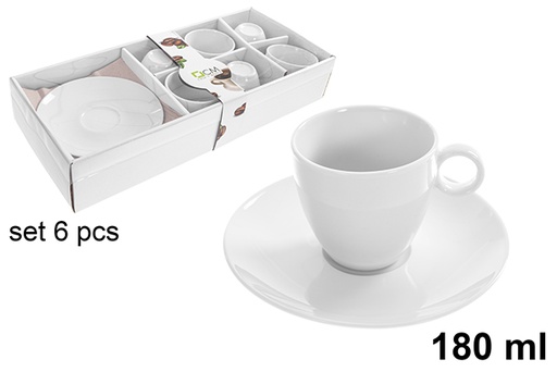 [123228] Conjunto de 6 xícaras de café com pires, 180 ml