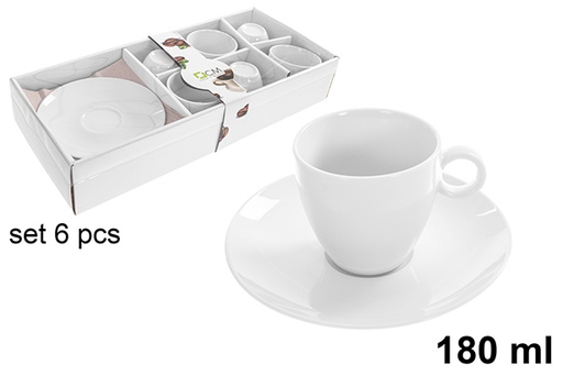 [123229] Set di 6 tazze da caffè con piattini, 180 ml
