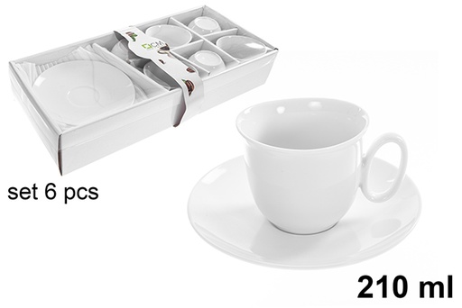 [123231] Lot de 6 tasses à café avec soucoupes, 210 ml