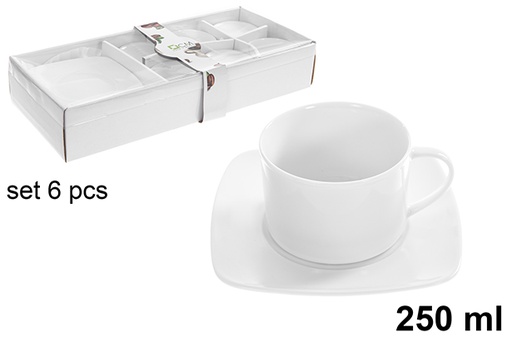 [123233] Set 6 tazas con plato café 250ml