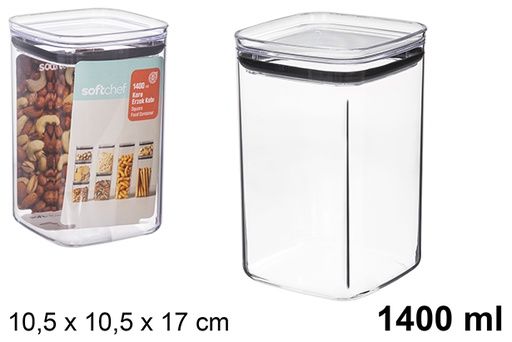[123254] Envase plastico hermético cuadrado multiuso 1400ml