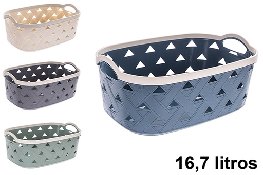 [123267] Panier rectangulaire en plastique avec motif cuir, 16,7 litres