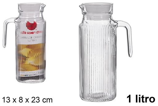 [123277] Jarra cristal ovalada tapa blanca 1 litro