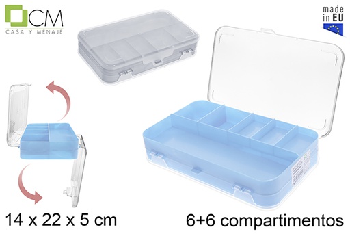[123297] Caja plastico organizadora con doble cara 6+6 compartimentos colores surtidos (copia)
