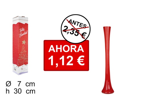 [100174] Vaso de vidro natalino redondo vermelho 30 cm