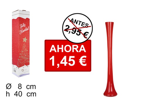 [100175] Florero cristal Navidad redondo rojo 40 cm