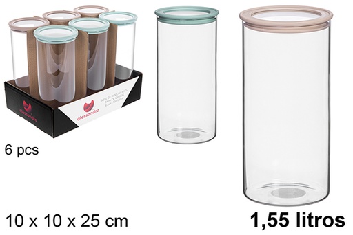 [123319] Barattolo multiuso con coperchio in vetro borosilicato da 1,55 litri