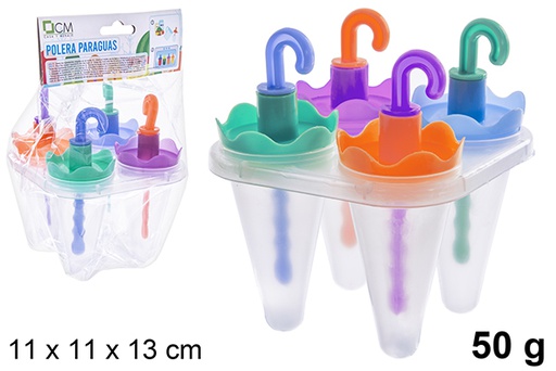 [123326] Pack 4 stampo per ghiaccioli a forma di ombrello 50 grammi