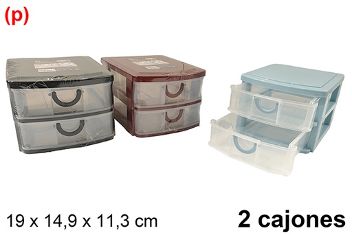 [123328] Plastic chest of drawers with 2 drawers, 19x14.9x11.3cm