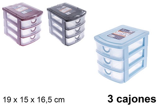 [123329] Cassettiera in plastica con 3 cassetti, 19x15x16.5cm