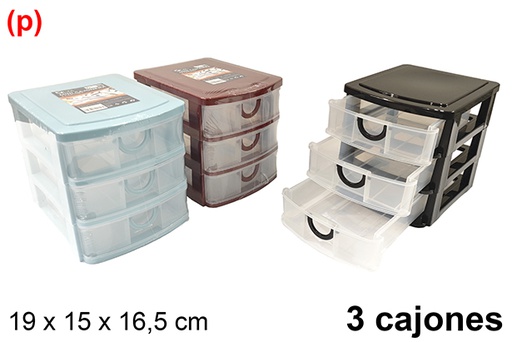 [123329] Cassettiera in plastica con 3 cassetti, 19x15x16.5cm