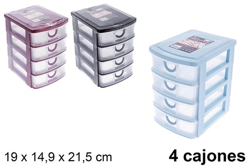 [123330] Plastic chest of drawers with 4 drawers, 19x14.9x21.5cm