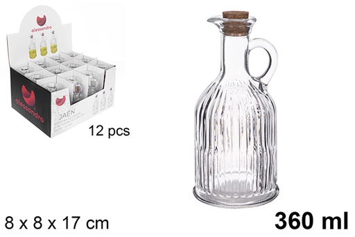 [123358]  Huilier en verre Jaen avec bouchon en liège, 360 ml