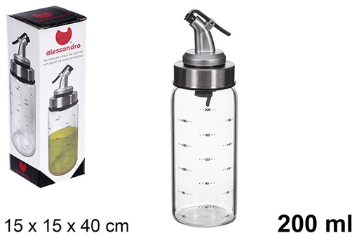 [123361] Oliatore in vetro con tappo in acciaio antigoccia, 200 ml