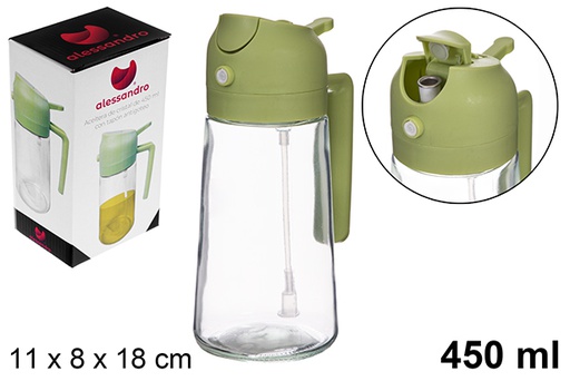 [123362] Huileur en verre avec bouchon anti-goutte, 450 ml